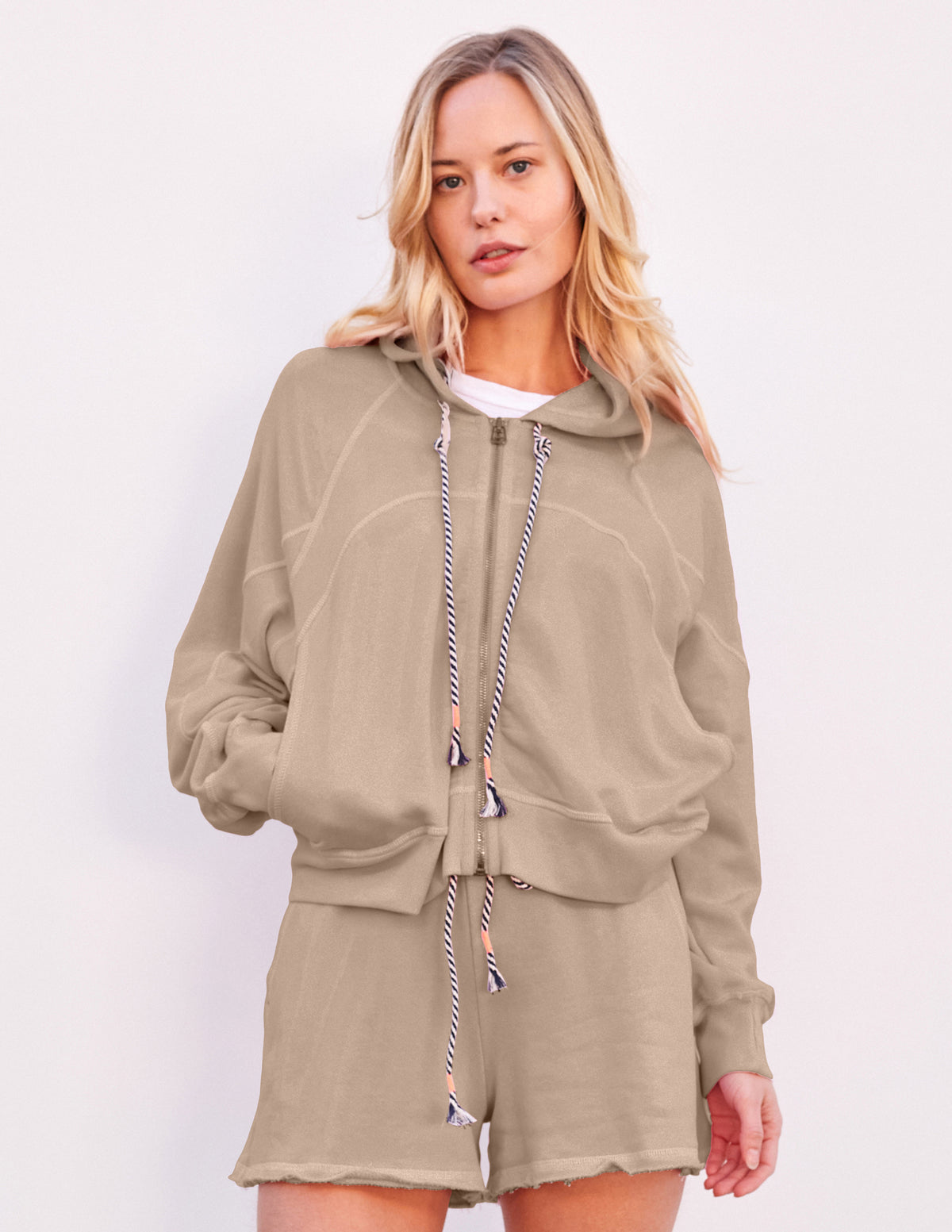 Sundry Horizon Zip Hoodie in Taupe