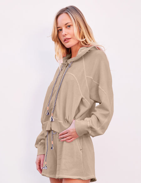 Sundry Horizon Zip Hoodie in Taupe