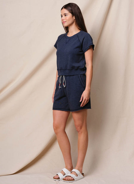 Sundry Short Sleeve Sweatshirt & Sundry Long Inseam Short in Deep Navy