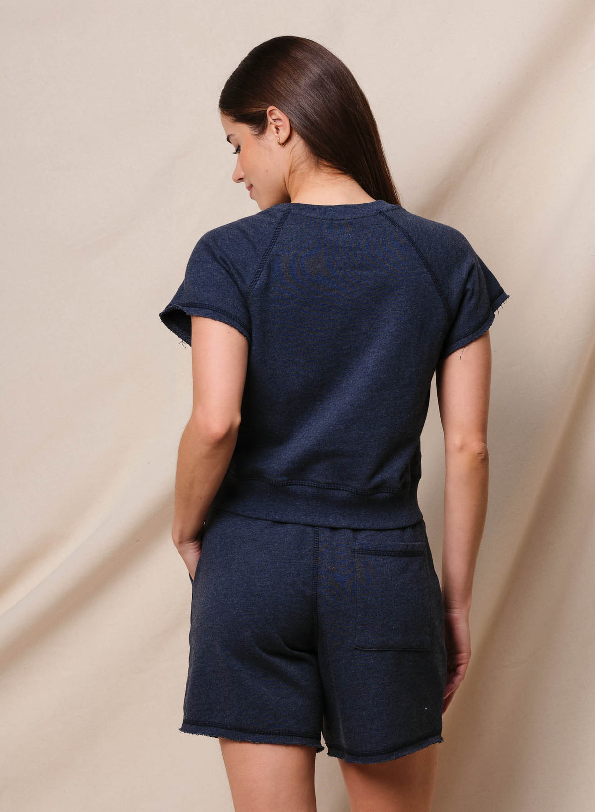 Sundry Short Sleeve Sweatshirt &amp; Sundry Long Inseam Short in Deep Navy