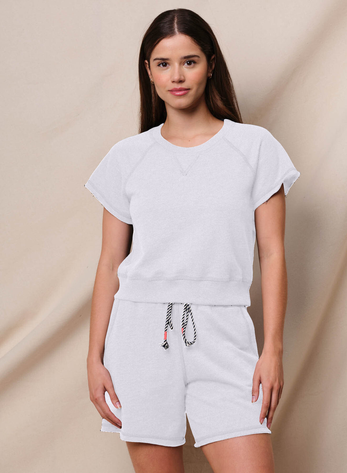 Sundry Short Sleeve Sweatshirt in Optic White