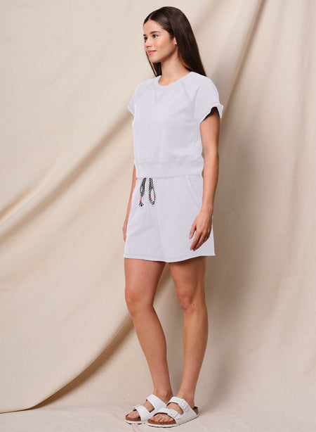 Sundry Short Sleeve Sweatshirt in Optic White