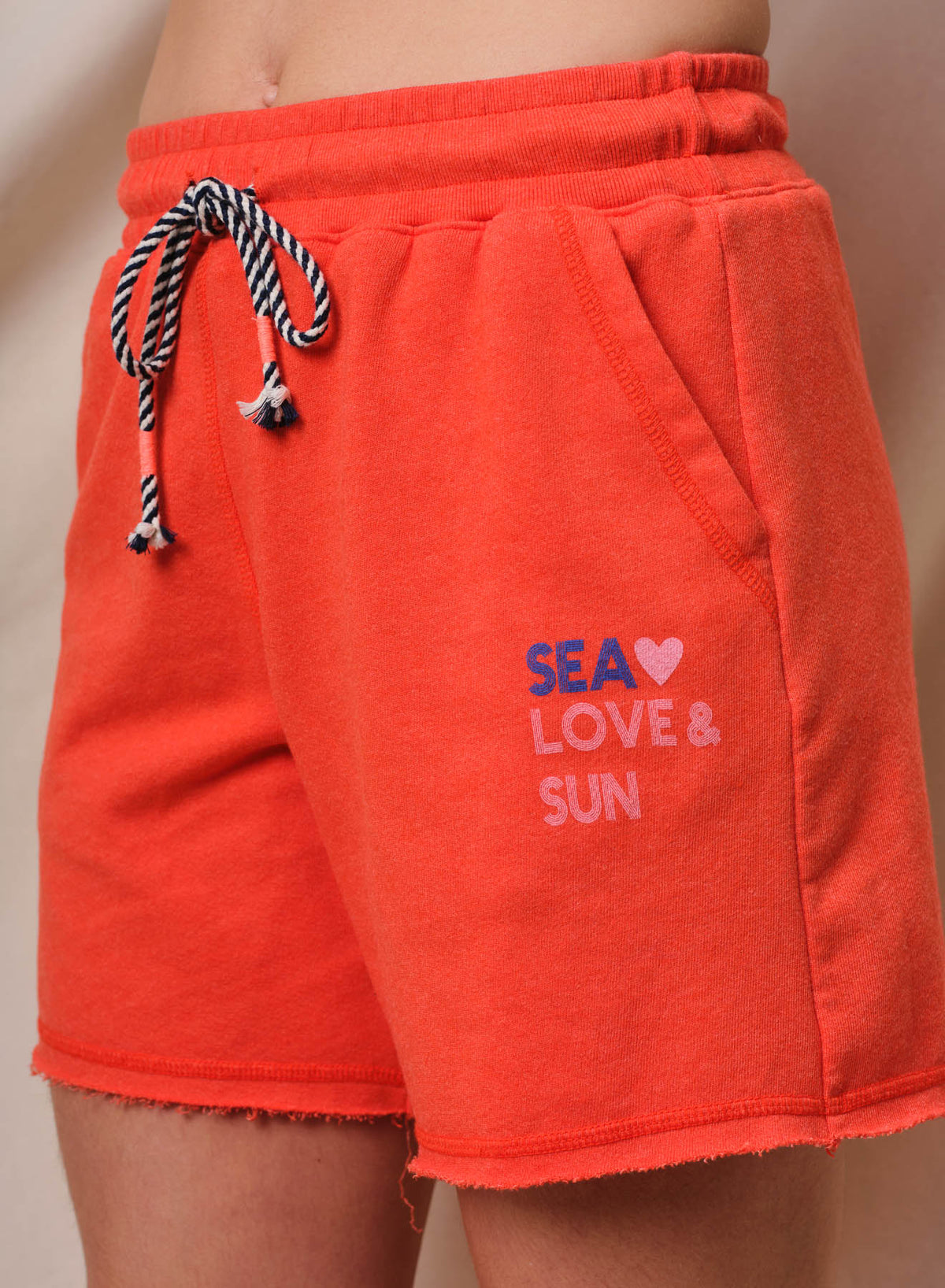 Sundry Sea Love Sun Long Inseam Short in Bright Coral