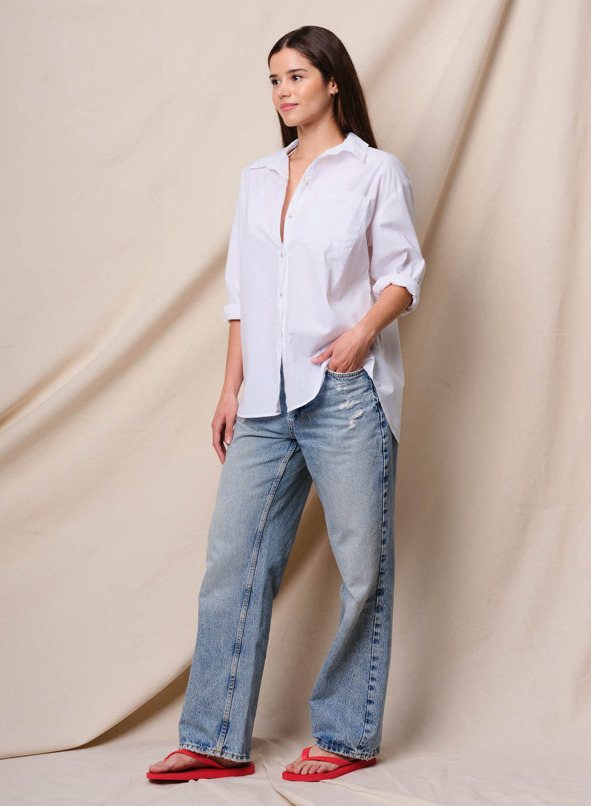 Sundry Sur La Mer Oversized Shirt in Optic White