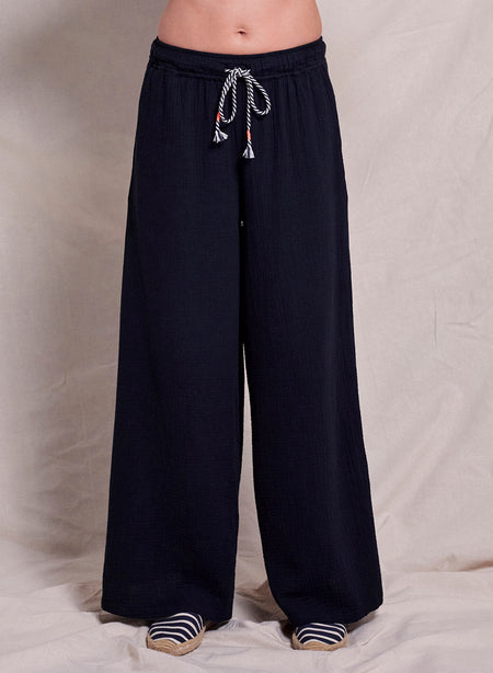 Sundry Wide Leg Pant in Deep Navy