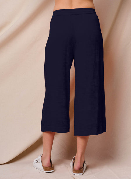 Sundry Gauze Culottes in Deep Navy