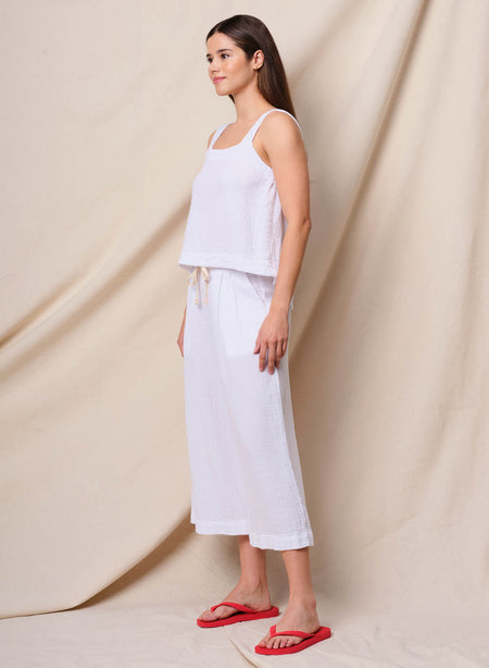 Sundry Gauze Culottes in Optic White