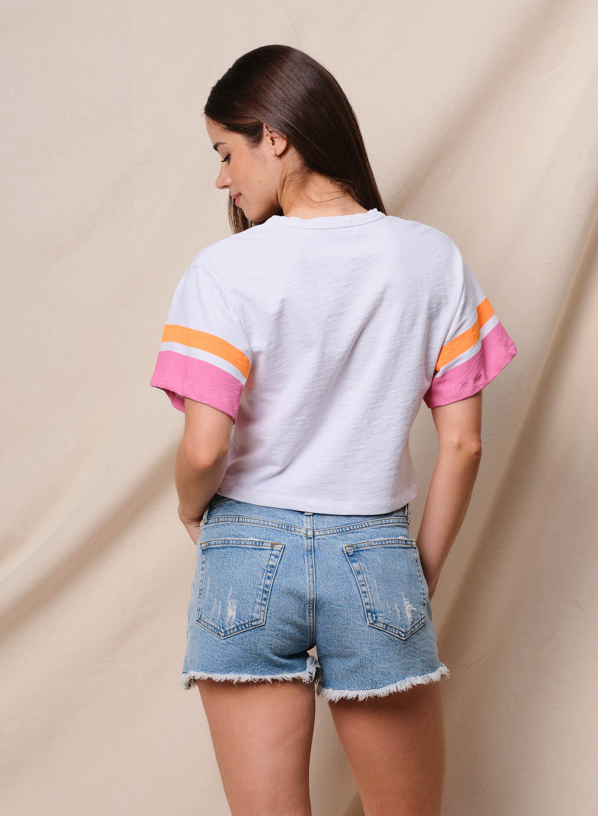 Sundry Saint Tropez Boxy Sleeve Boy Tee in Optic White