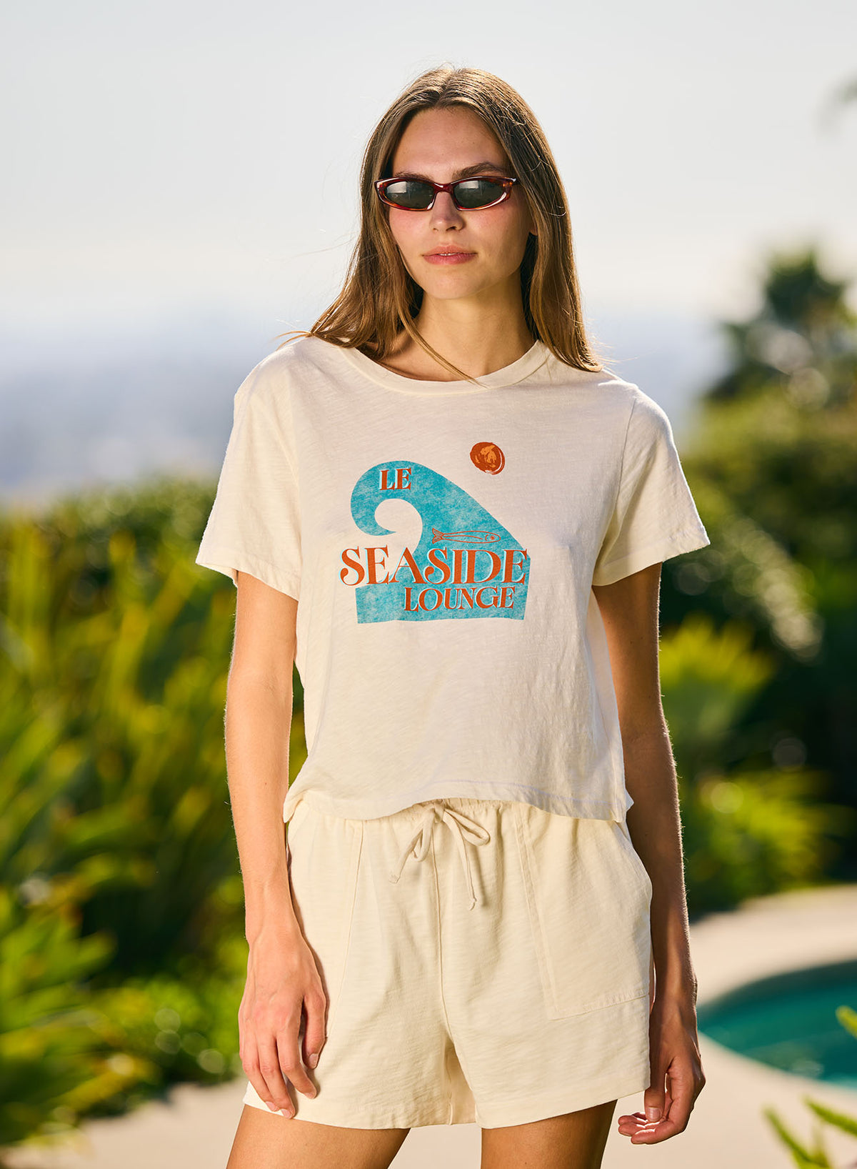 Sundry Boxy Crew Tee in Pearl