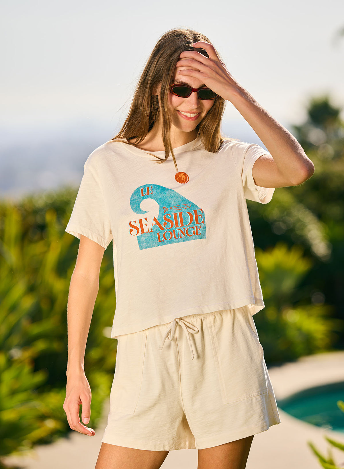 Sundry Boxy Crew Tee in Pearl