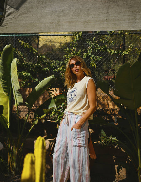 Sundry Rainbow Stripe Pant in Oyster