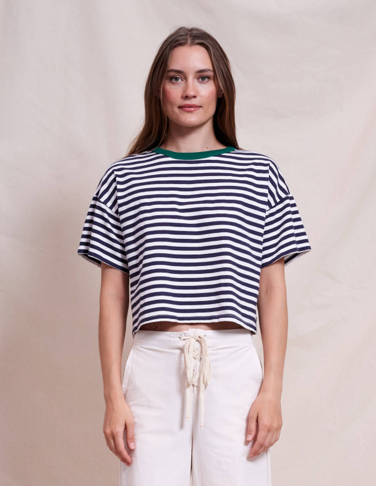 Sundry Cropped Boxy Tee in Optic White