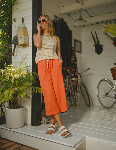 Sundry Gauze Culottes in Blaze Orange