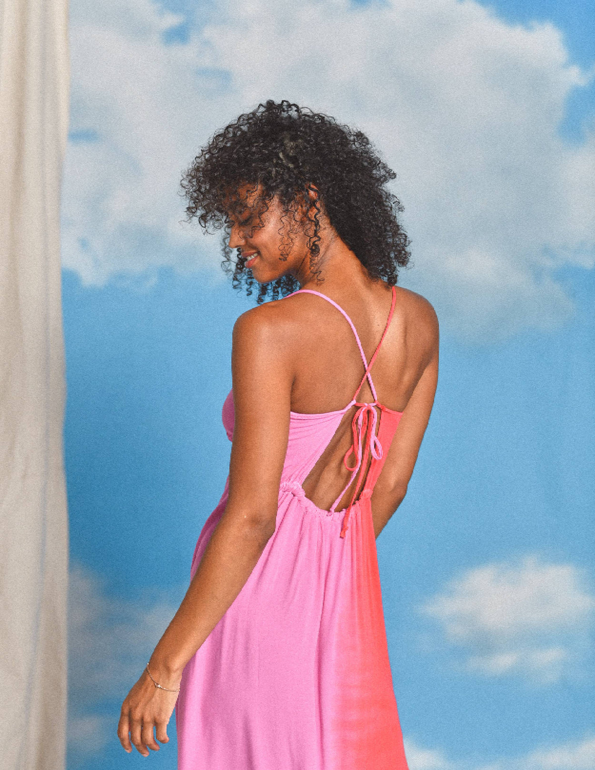 Sundry Midi Tie Back Dress in Dark Raspberry