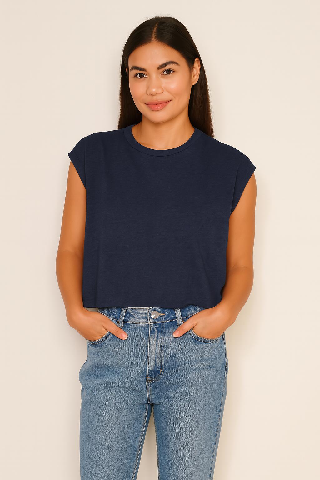 Sundry Muscle Tank in Deep Navy