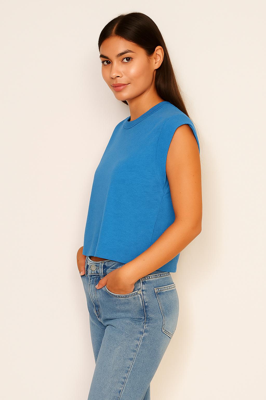 Sundry Muscle Tank in Lagoon Blue