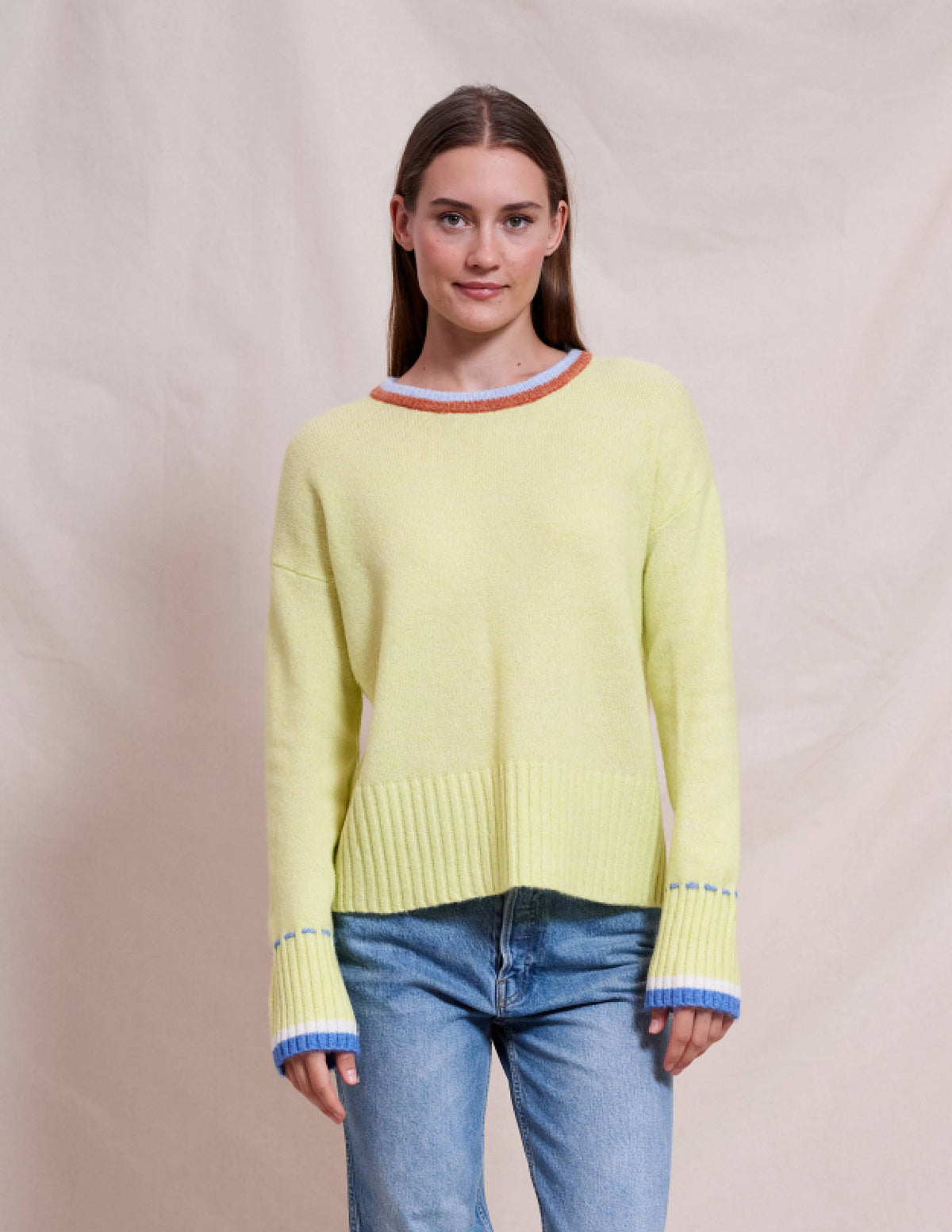 Sundry Oversized Crew With Tipping in Sensible Yellow