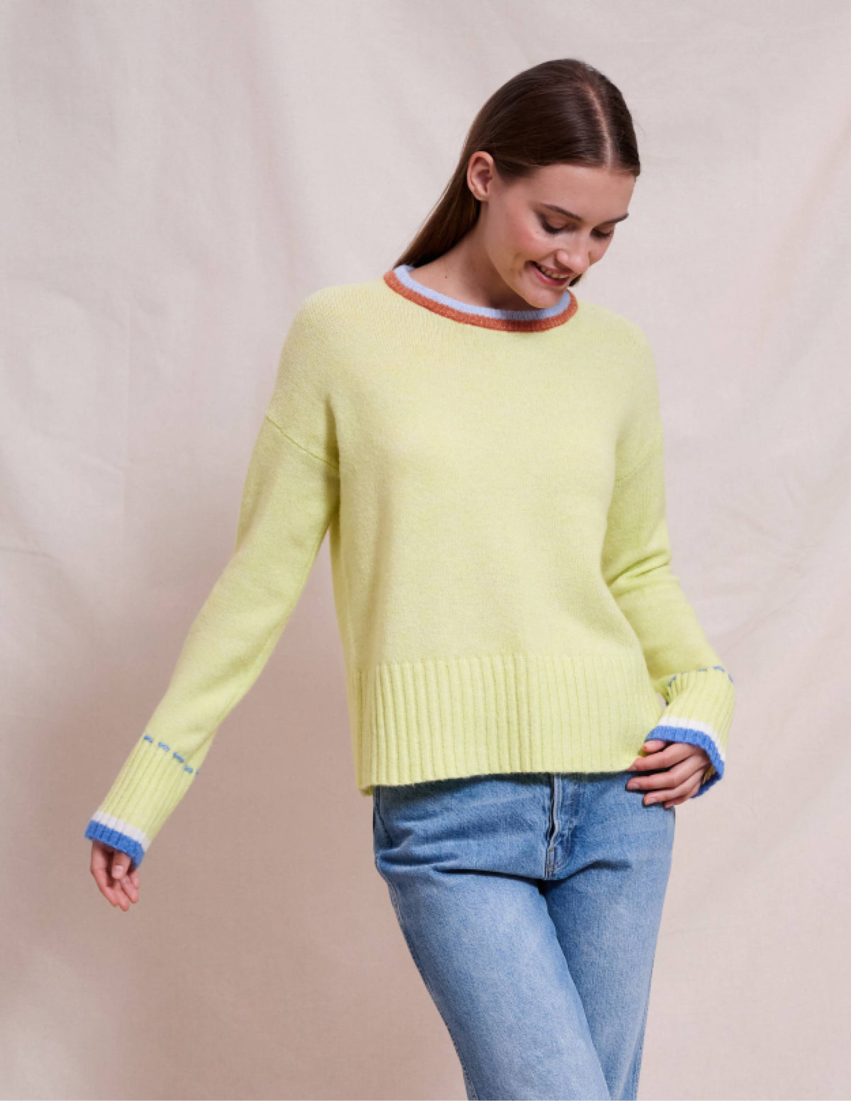 Sundry Oversized Crew With Tipping in Sensible Yellow