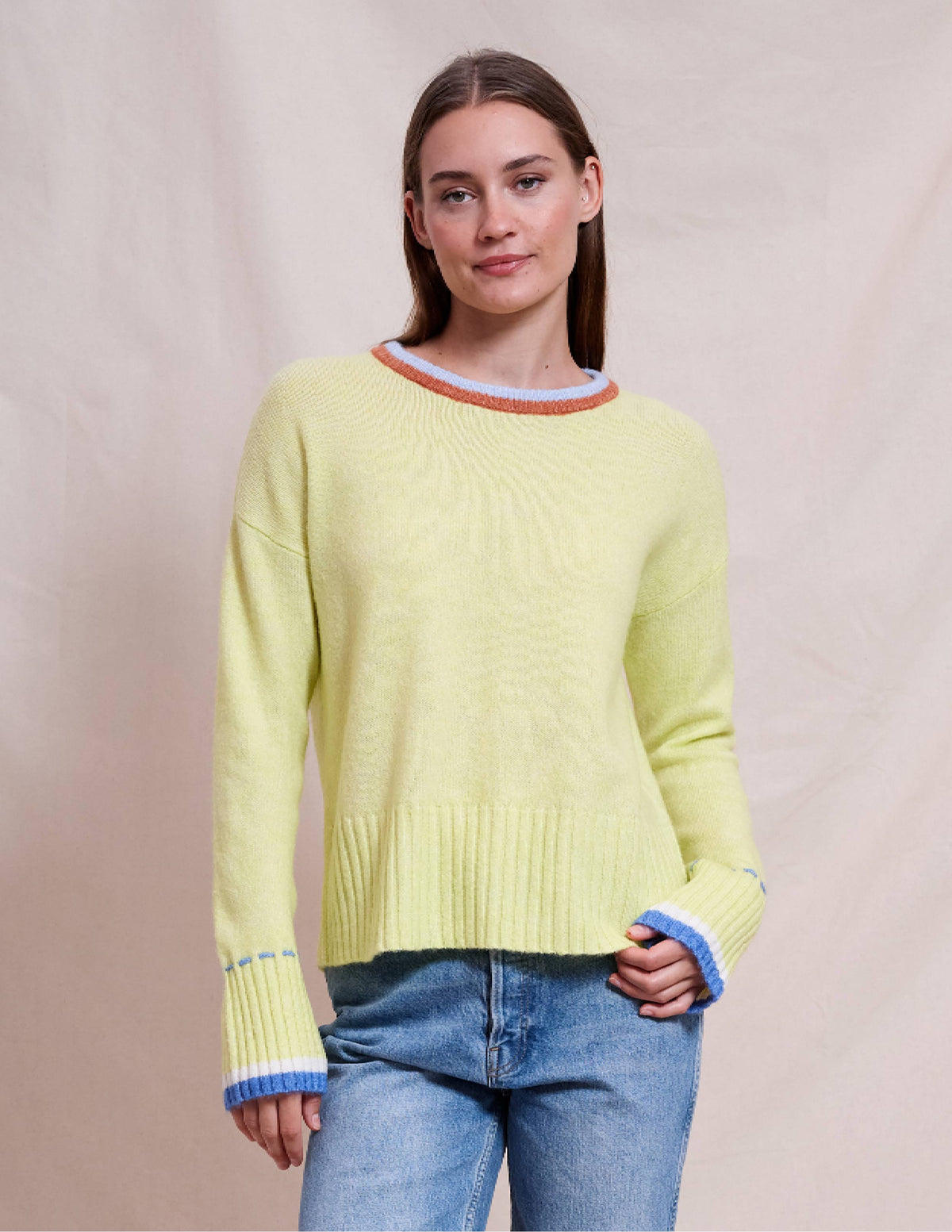 Sundry Oversized Crew With Tipping in Sensible Yellow