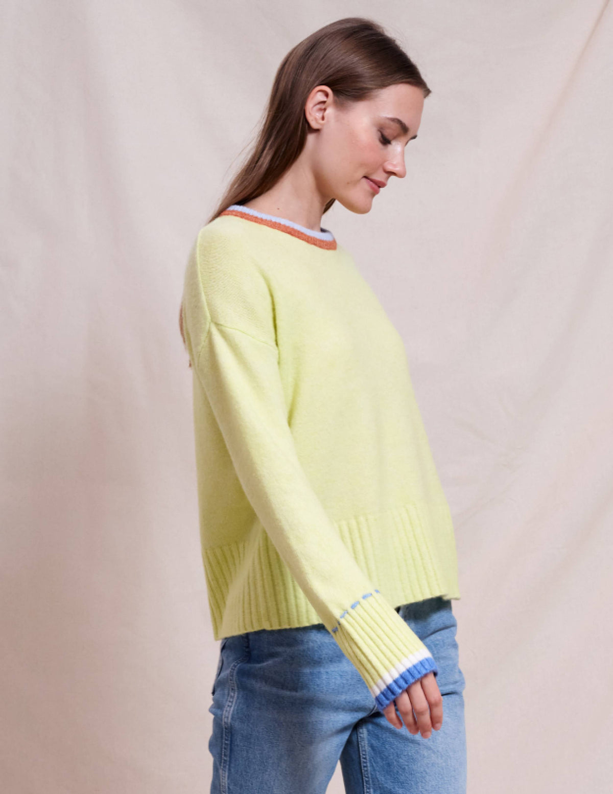 Sundry Oversized Crew With Tipping in Sensible Yellow