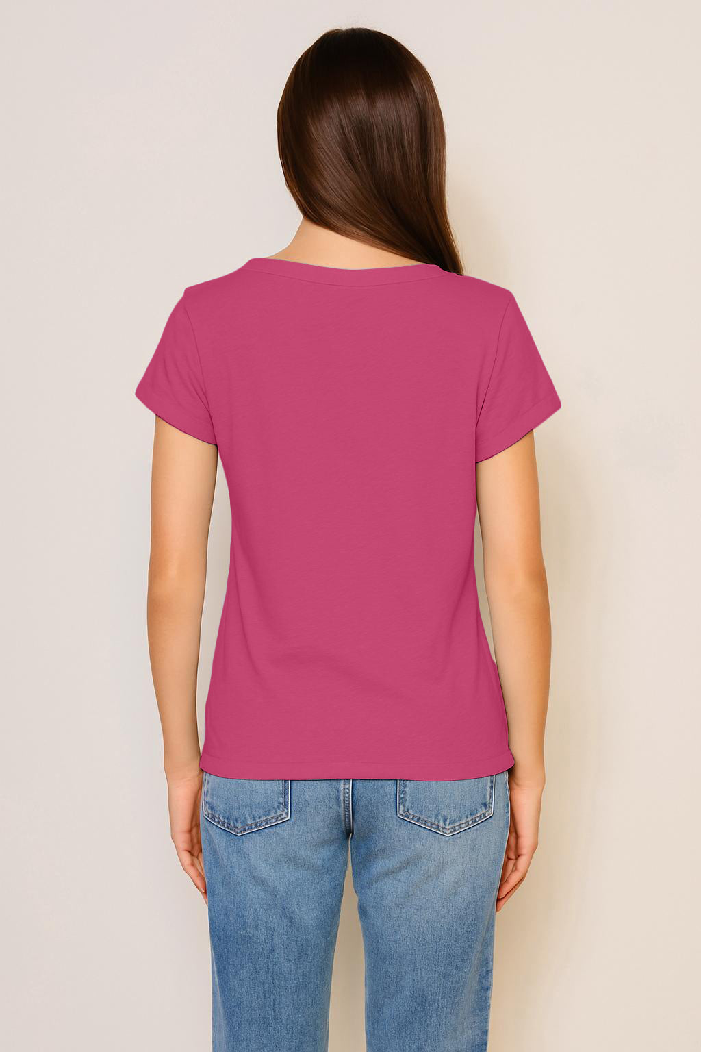 Sundry Rolled Sleeve Tee in Cranberry