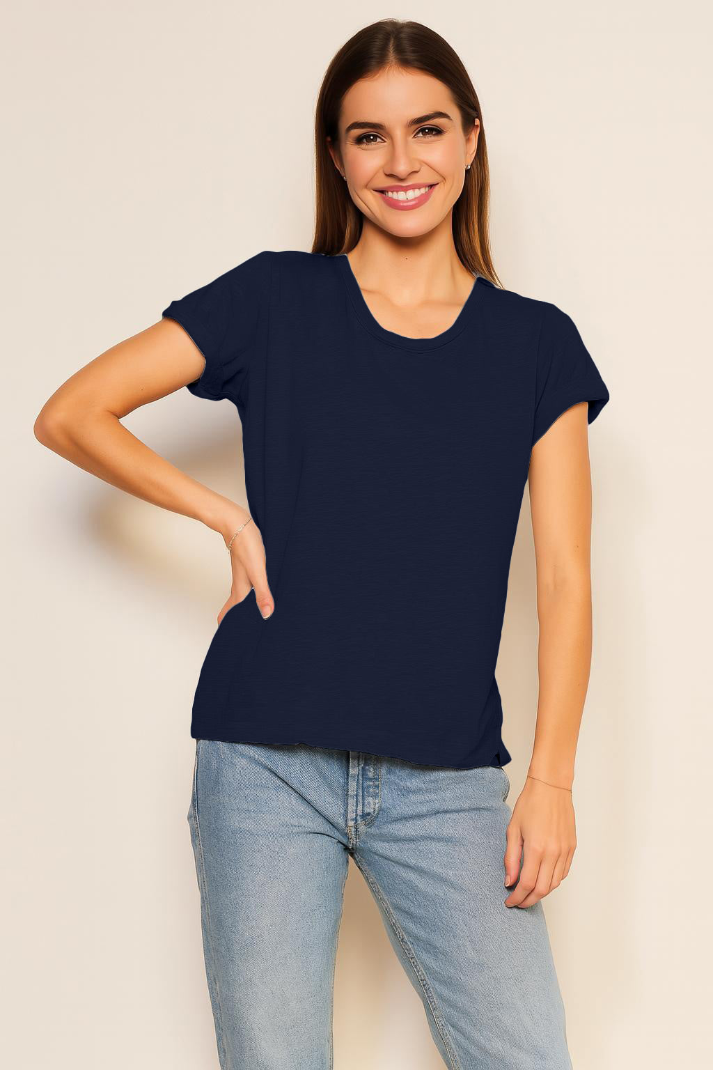 Sundry Rolled Sleeve Tee in Deep Navy