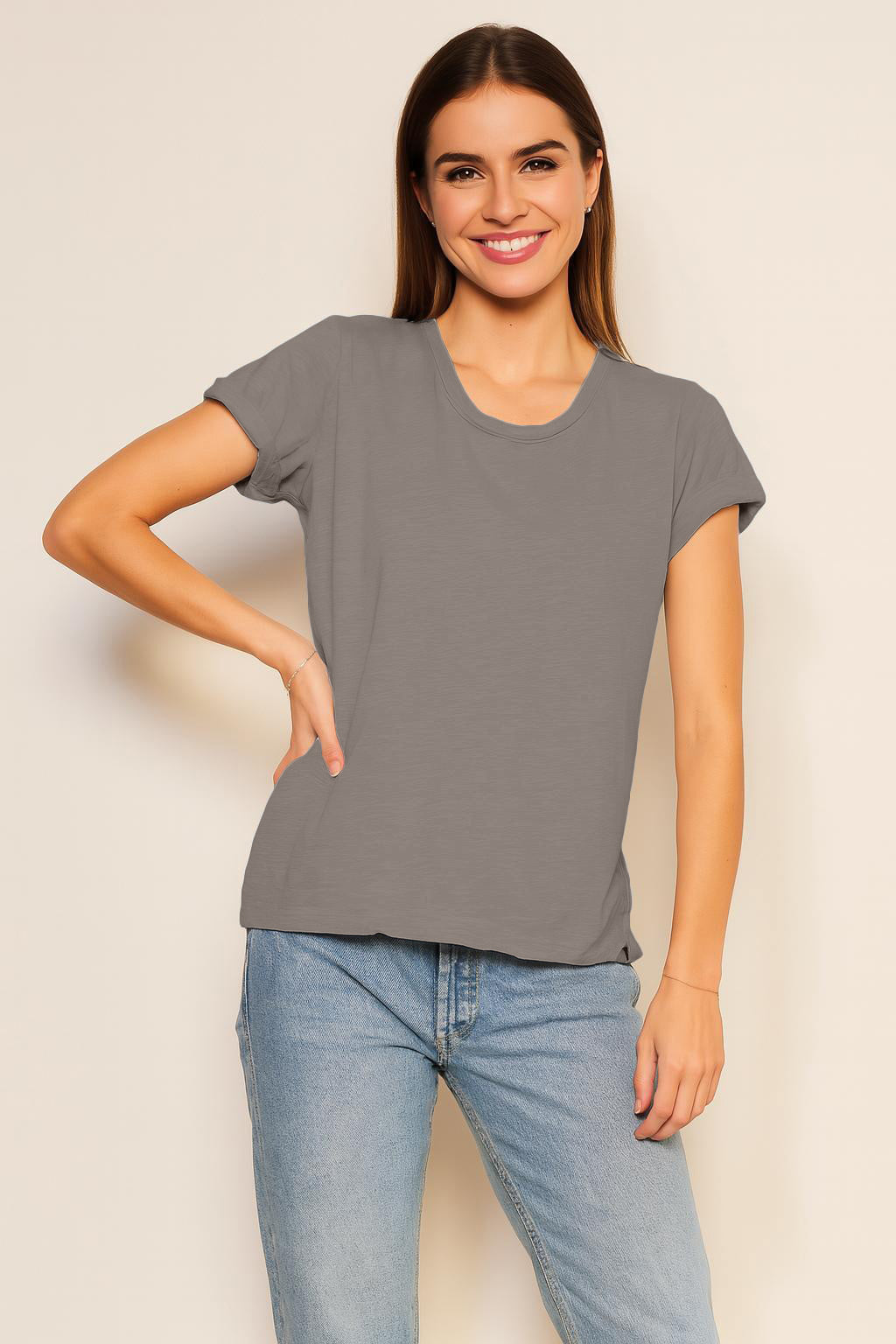 Sundry Rolled Sleeve Tee in Fern