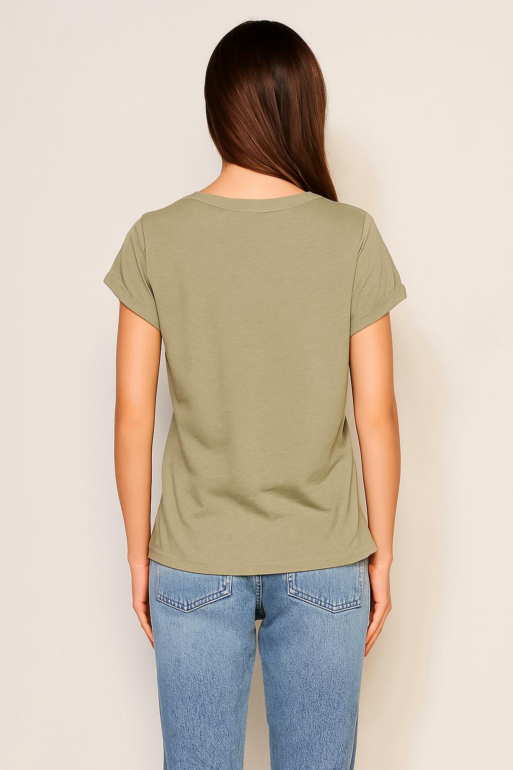 Sundry Rolled Sleeve Tee in Olive Oil