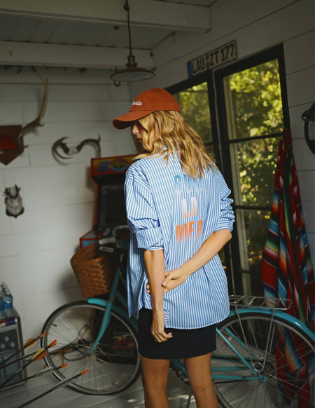 Sundry Sur La Mer Oversized Shirt in Chambray