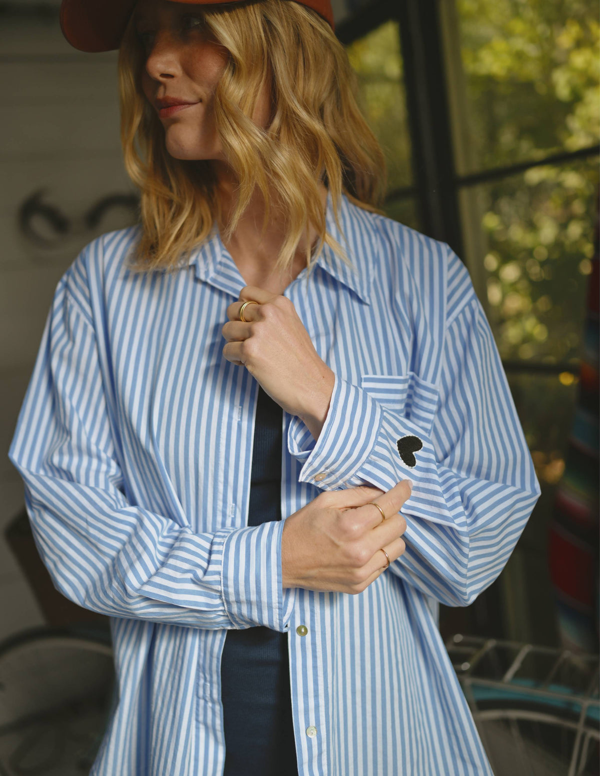 Sundry Sur La Mer Oversized Shirt in Chambray