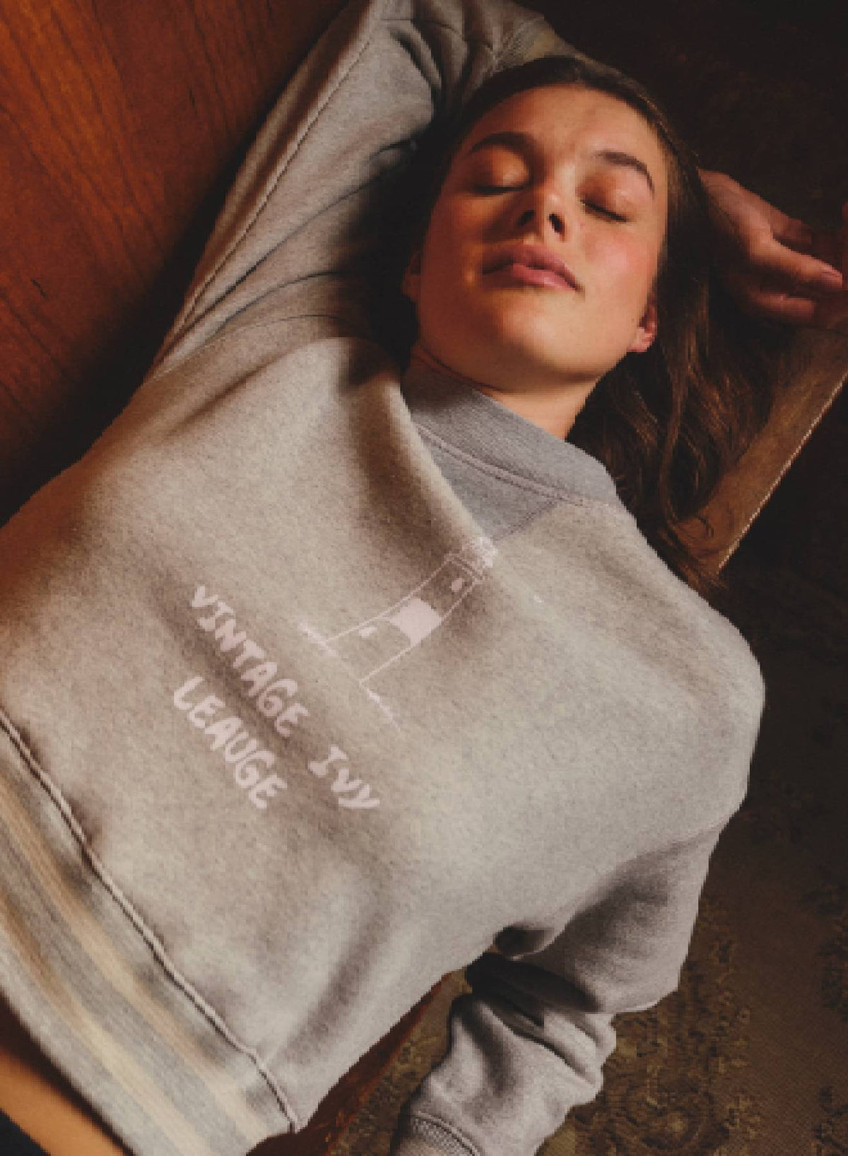 Sundry Vintage Ivy League Athletic Sweatshirt in Heather Grey