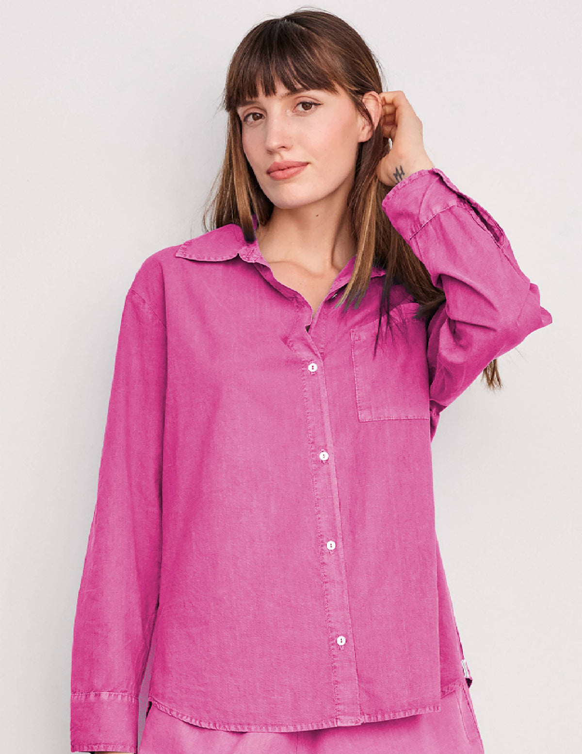 Sundry Voile Button Down in Pigment Magenta