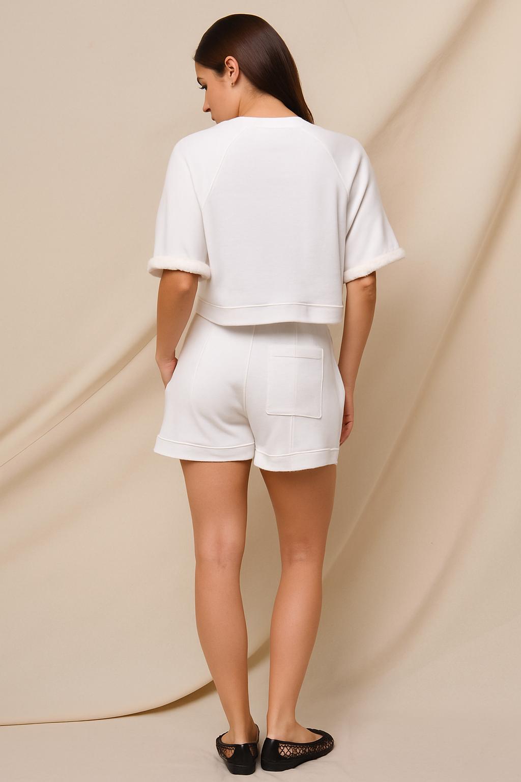 Sundry Short Sleeve Sweatshirt in Optic White