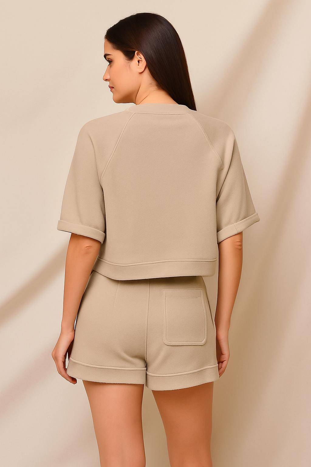 Sundry Short Sleeve Sweatshirt in Taupe