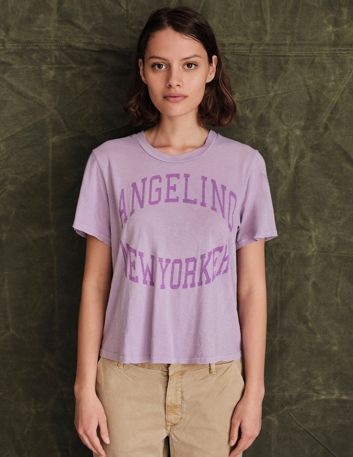 Sundry LA NY Perfect Tee In Pigment Lavender- 3/4 front