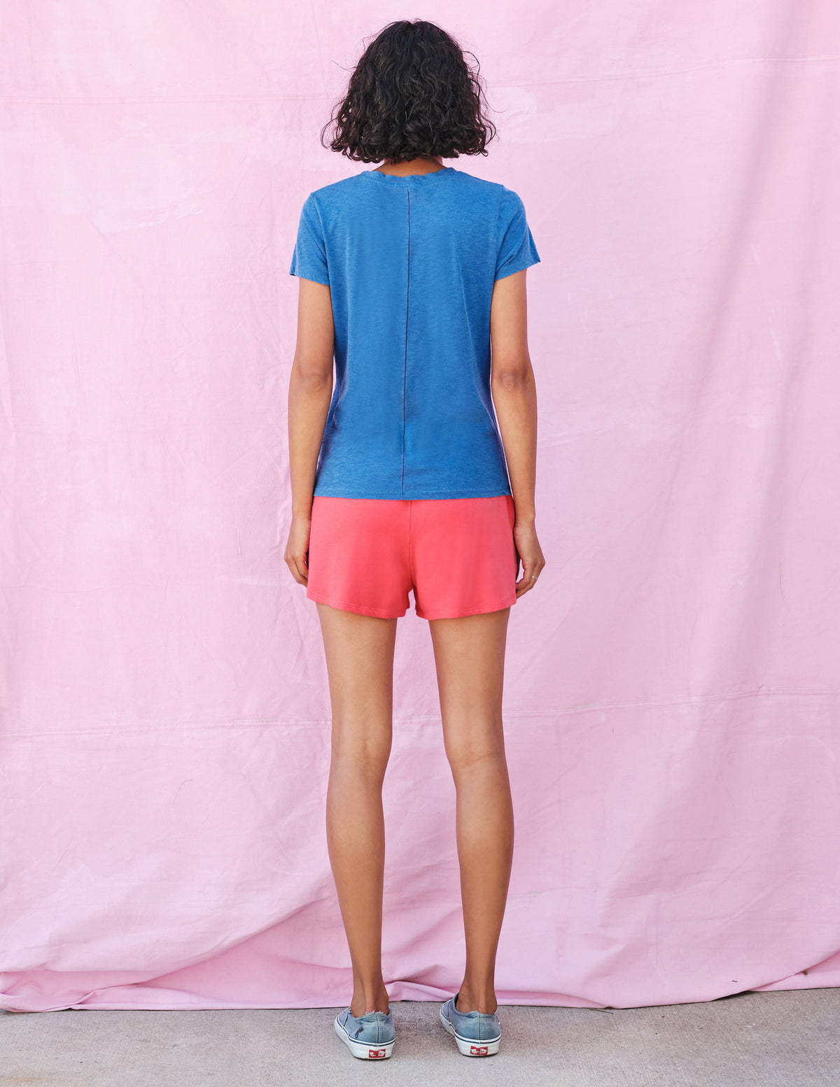blue tee with pink &quot;love life&quot; graphic 