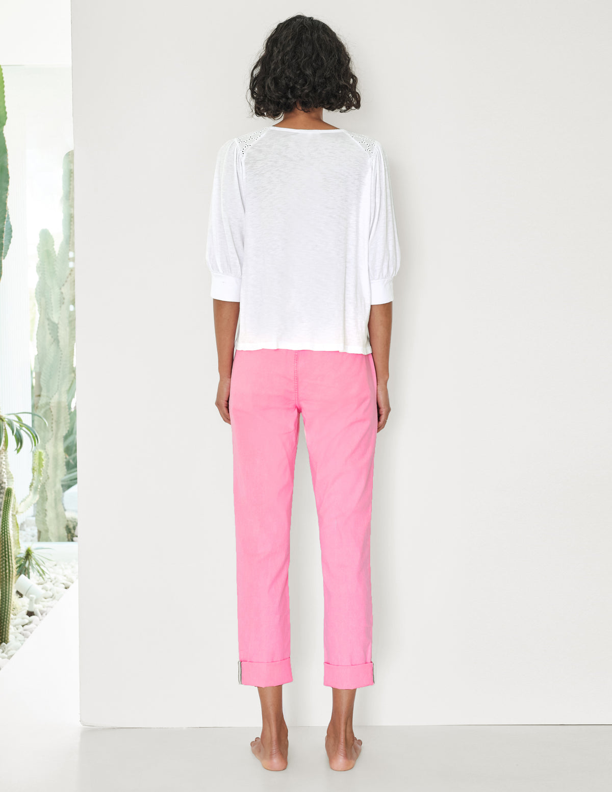 white eyelet yoke blouse