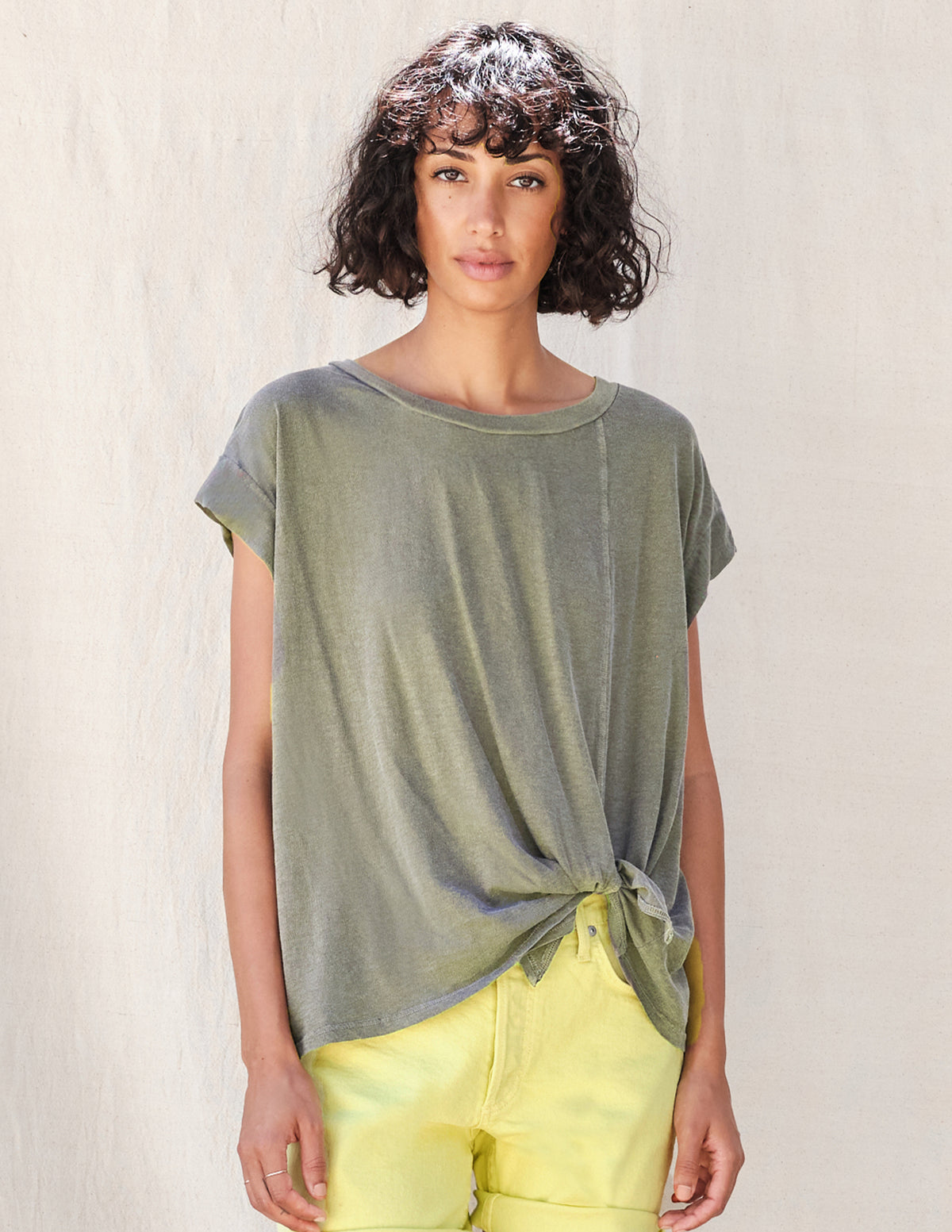 light green muscle side twist tee