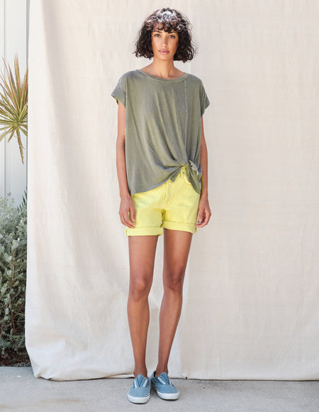 light green muscle side twist tee