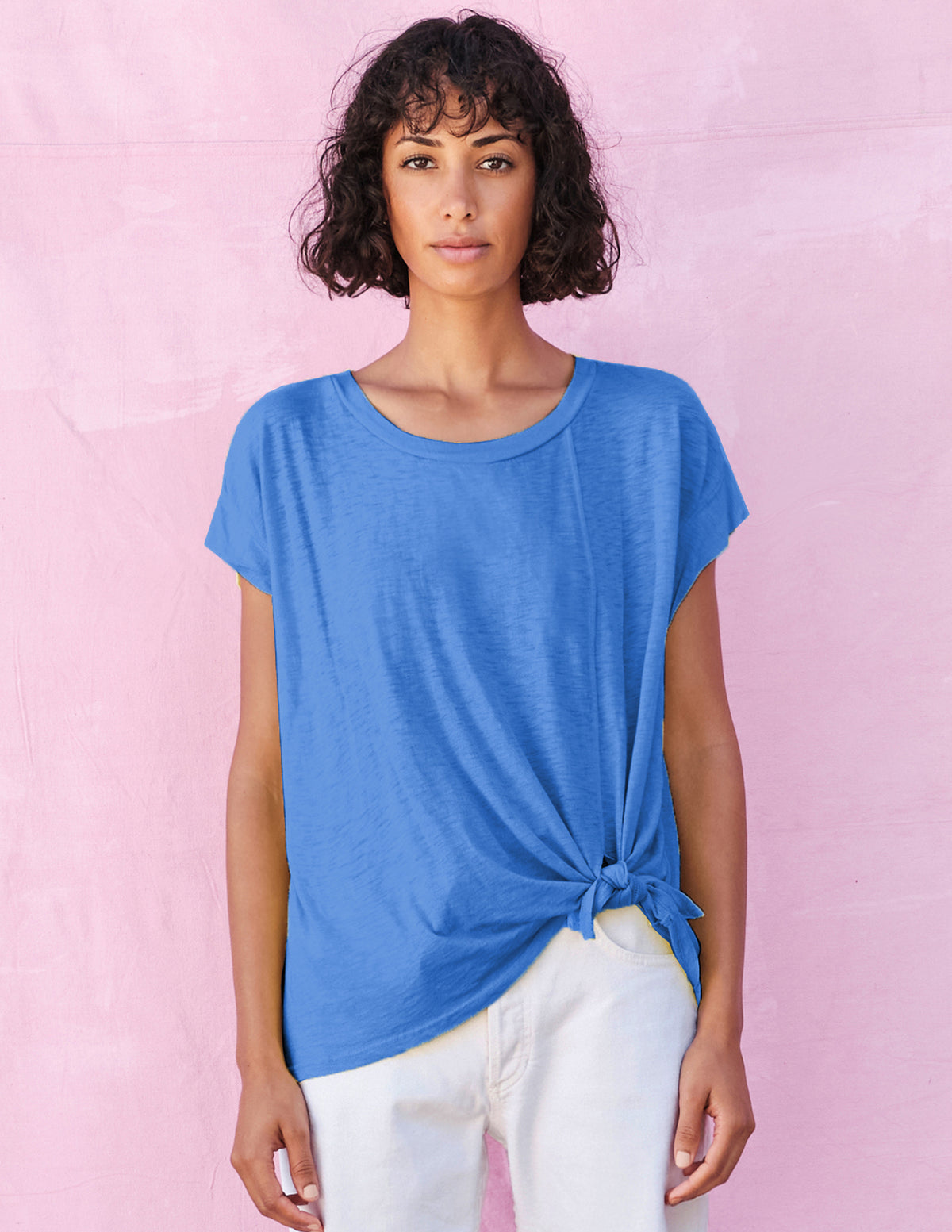 Sundry Muscle Tees with Side Twist in Pigment Royal
