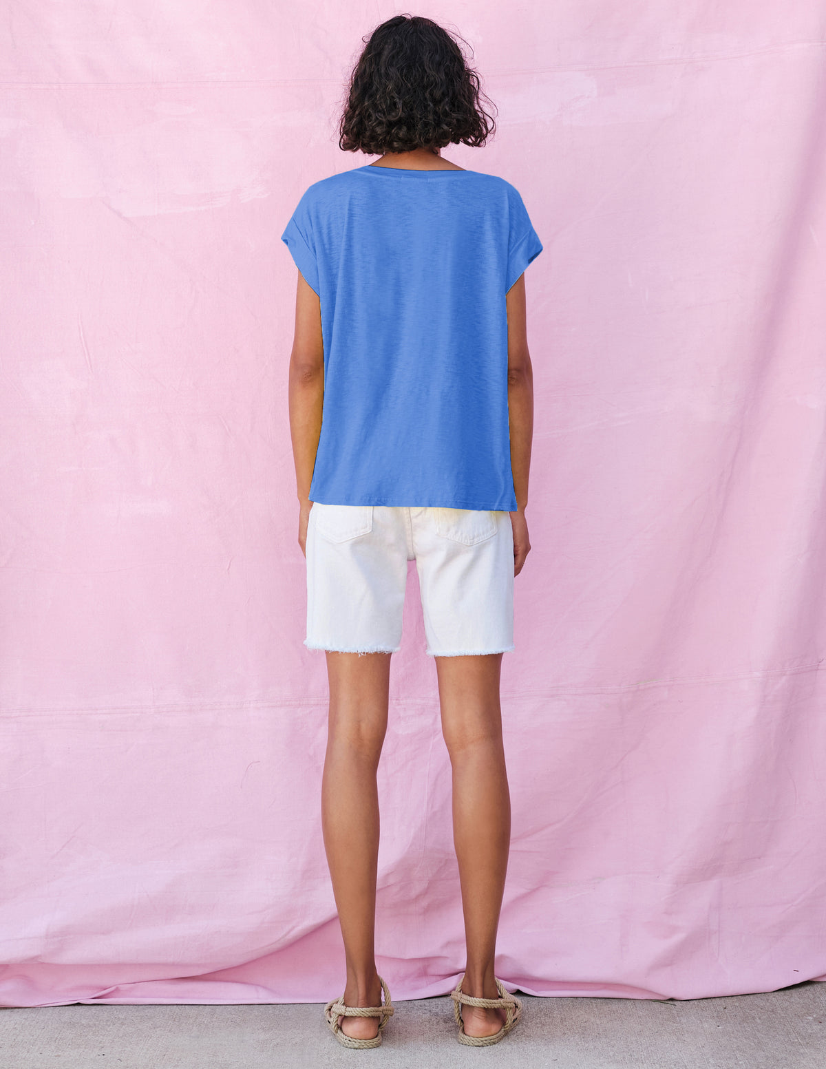 Sundry Muscle Tees with Side Twist in Pigment Royal