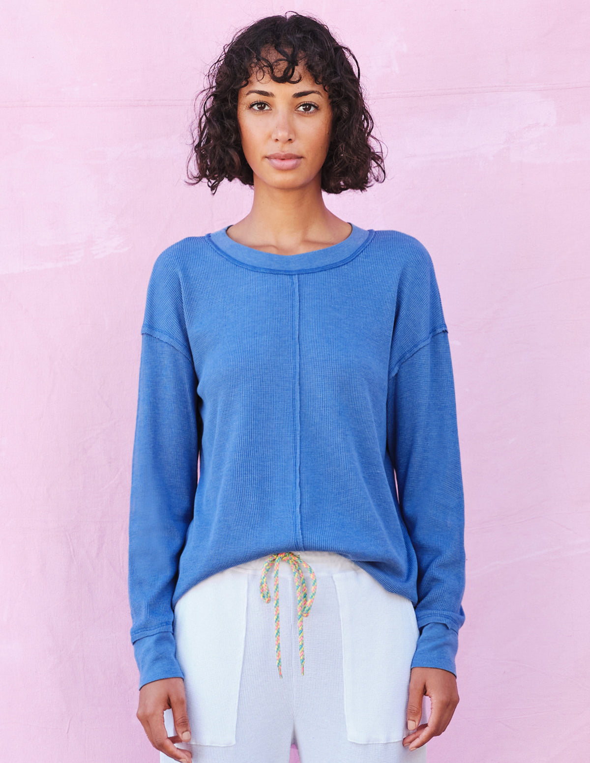 Sundry Crew Top with Center Seam in Royal