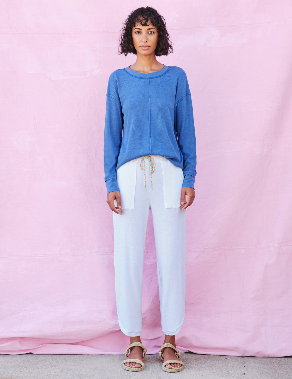 Sundry Crew Top with Center Seam in Royal