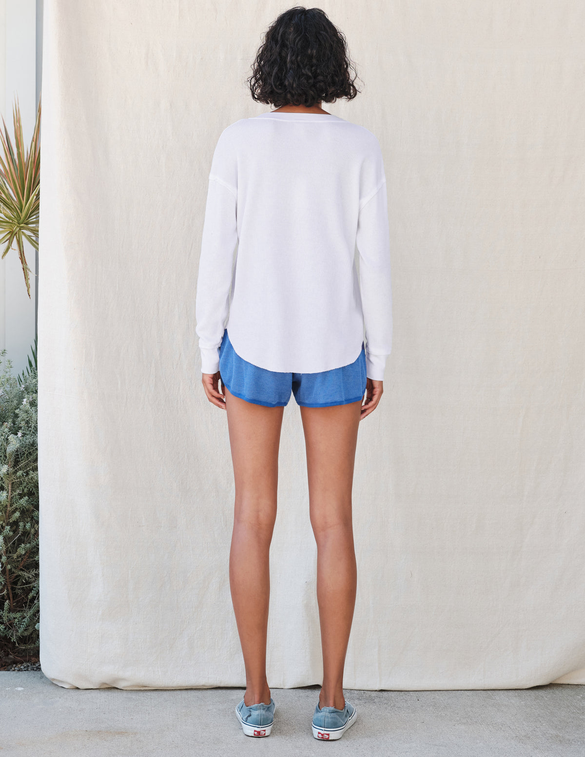 Sundry Crew Top with Center Seam in White