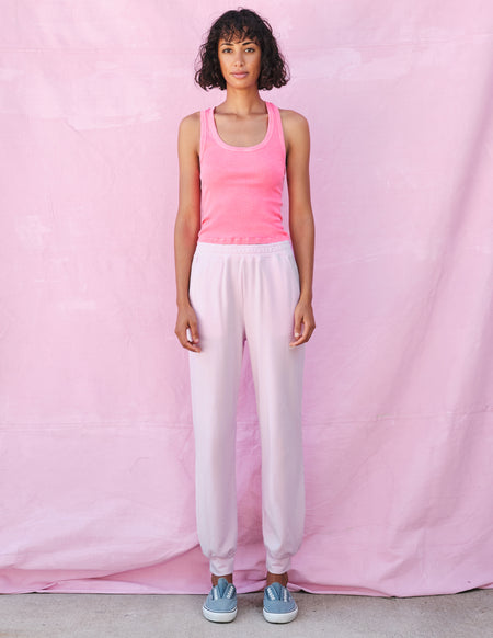 hot pink cropped scoop neck tank