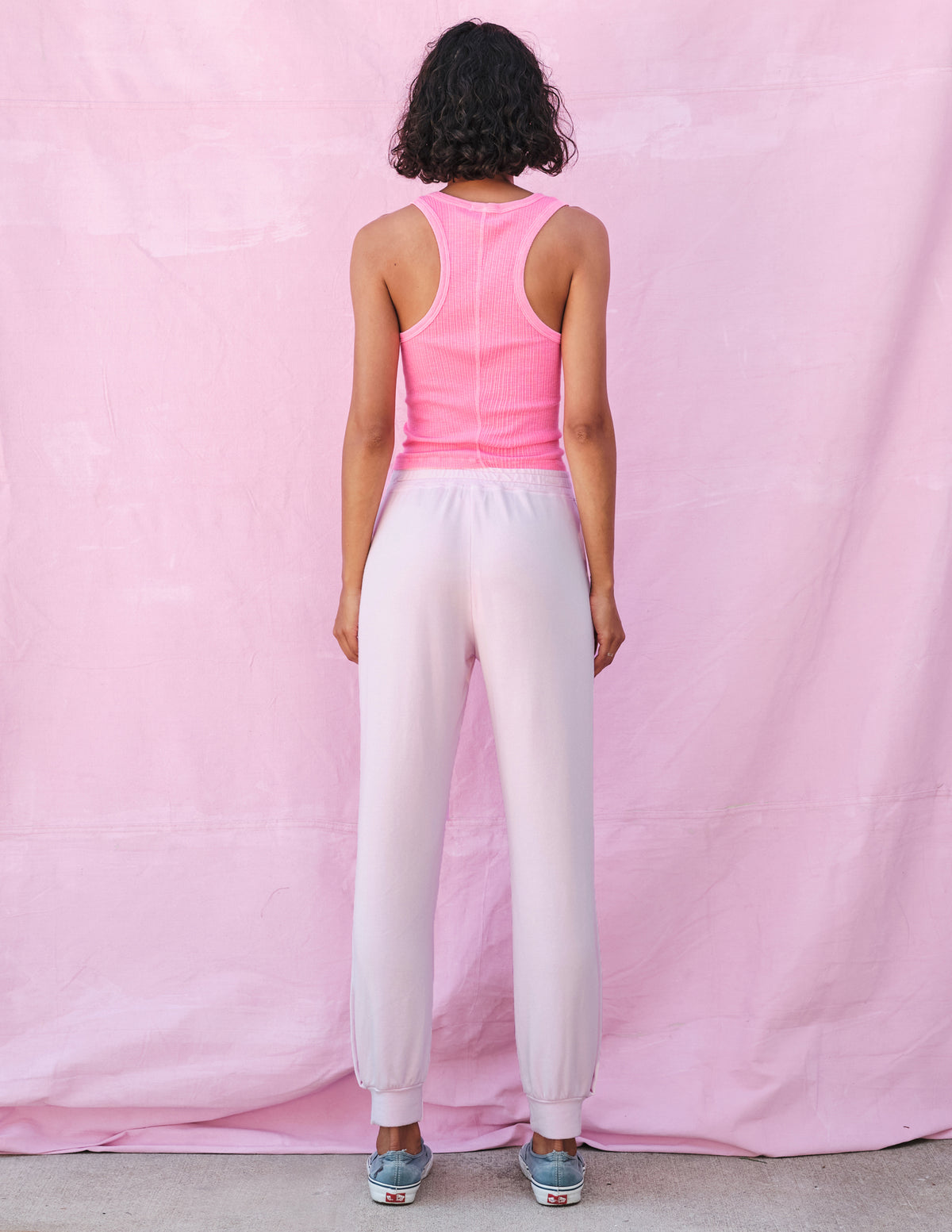 hot pink cropped scoop neck tank