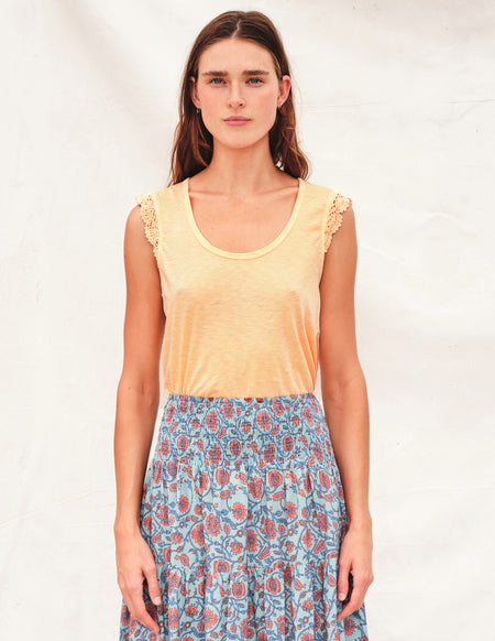 Sundry Tank with Crochet in Pigment Melon - front