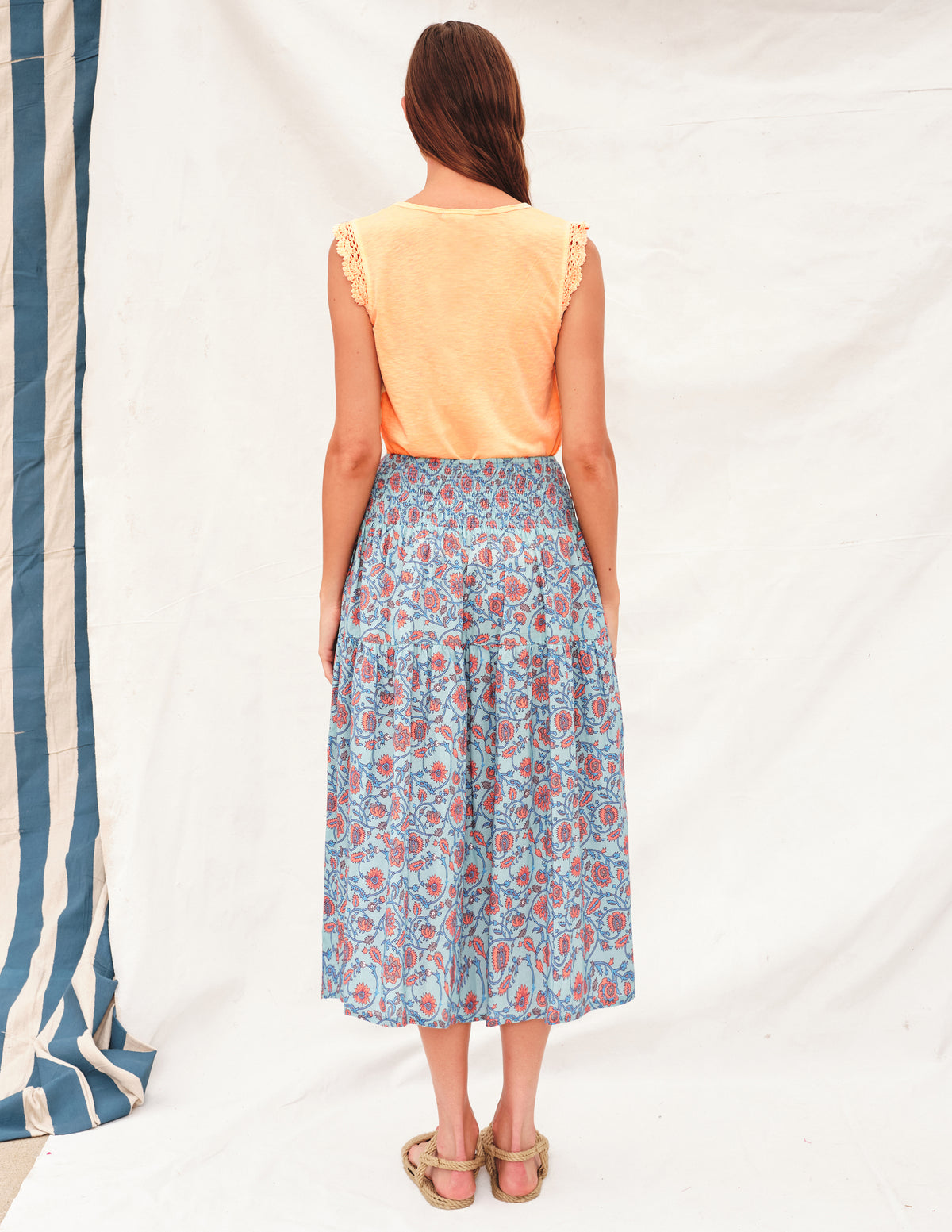 Sundry Tank with Crochet in Pigment Melon - back