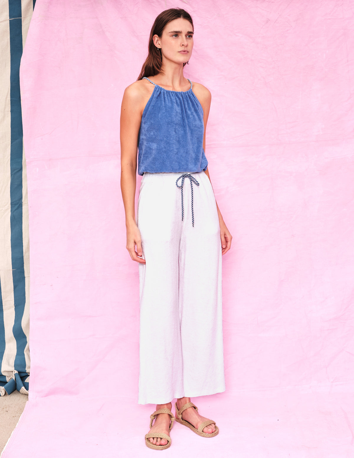 Sundry Bubble Tank Top in Regalia - 3/4 front view