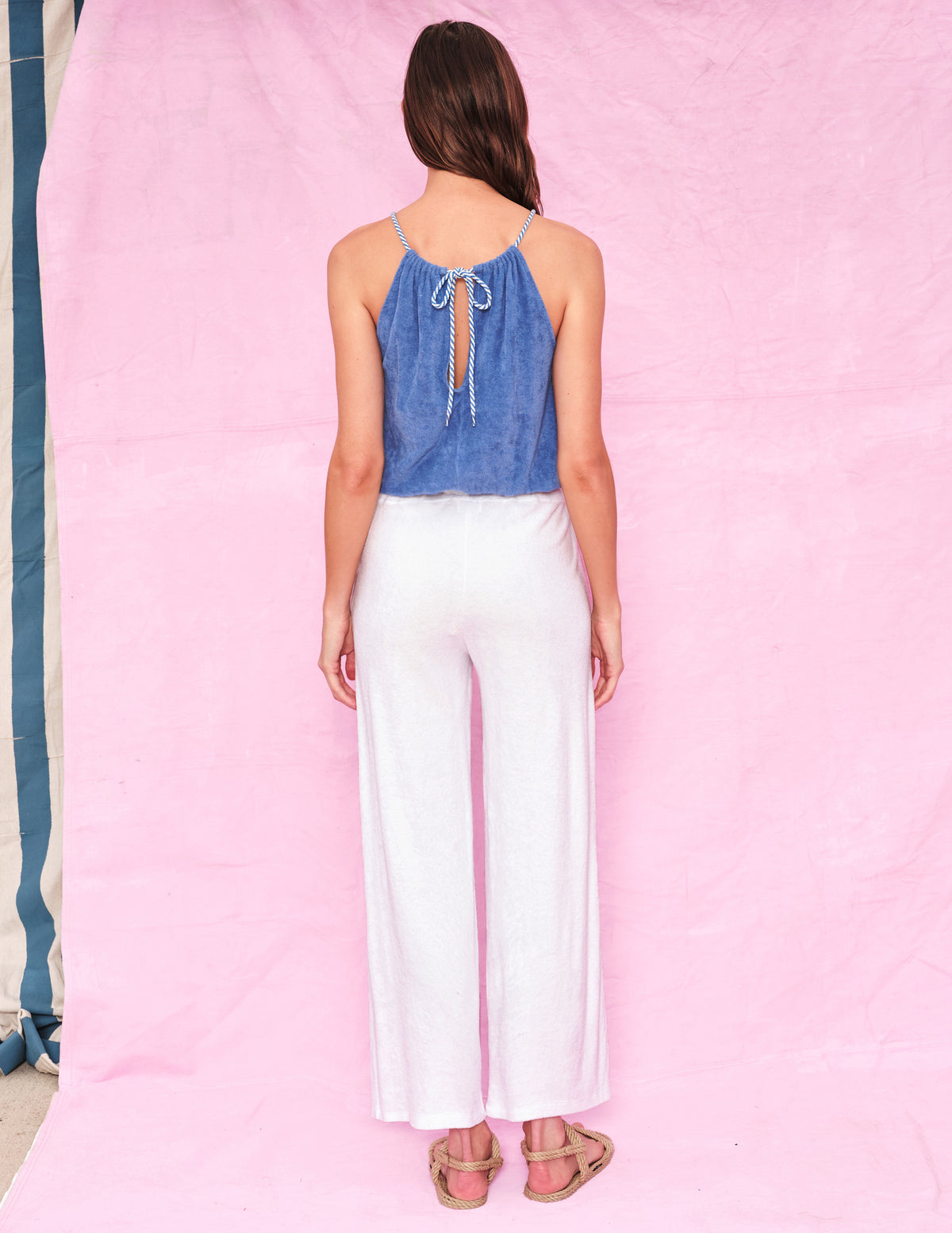 Sundry Bubble Tank Top in Regalia - back with tie